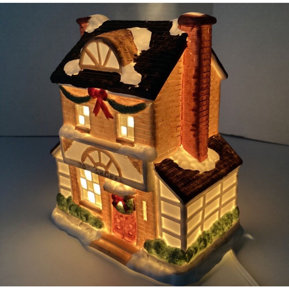 Christmas Village Lighted House Toy Shoppe Victorian Caldor Stores Hand Painted - Picture 8 of 9
